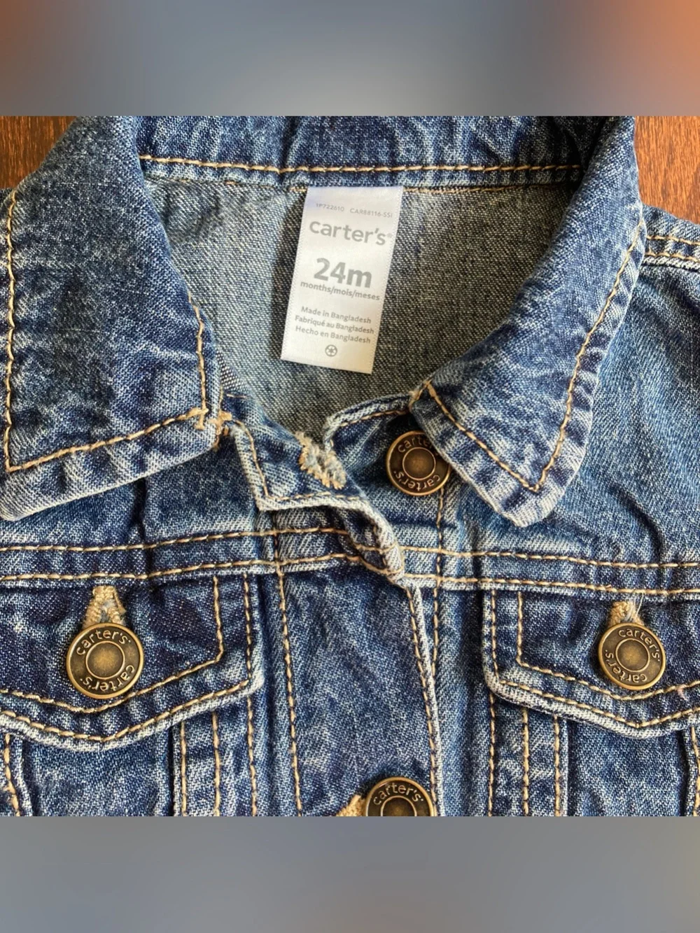 Carter’s Blue Denim Jean jacket Baby Boy Girl fall Coat 2T 2 Year 24 Months